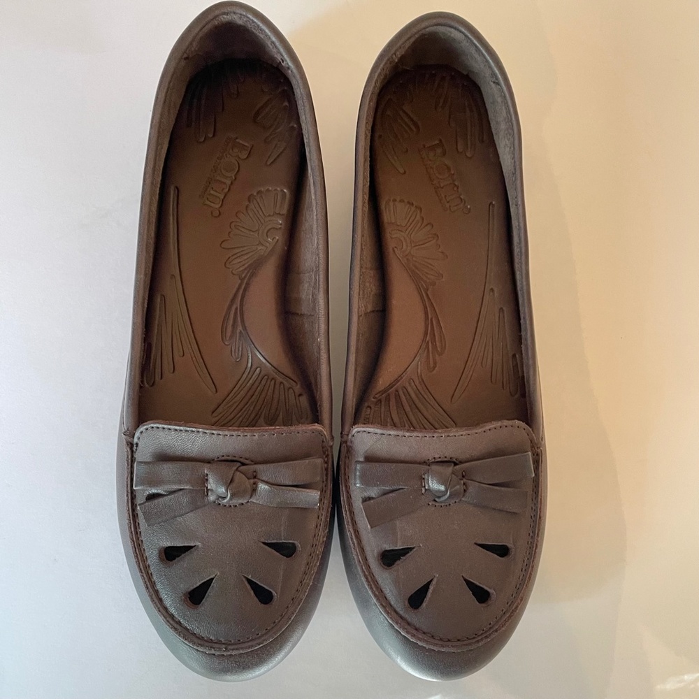 Born Dark Brown Maura 9 Full Grain Leather Slip-on Loafer NEW
